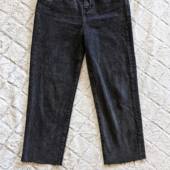 Pistola High Waist Raw Hem Wide Leg Jeans Women’s 25 Black Crop - Picture 2 of 5